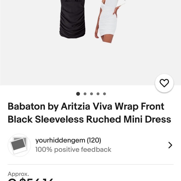 Babaton by Aritzia Viva Wrap Front Black Sleeveless Ruched Mini Dress. Size 00 - Picture 8 of 8